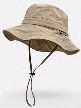 Unisex Brown Sun Bucket Hat with Adjustable Chin Strap